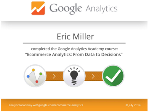 Ecommerce Analytics - From Data to Decisions - Certificate